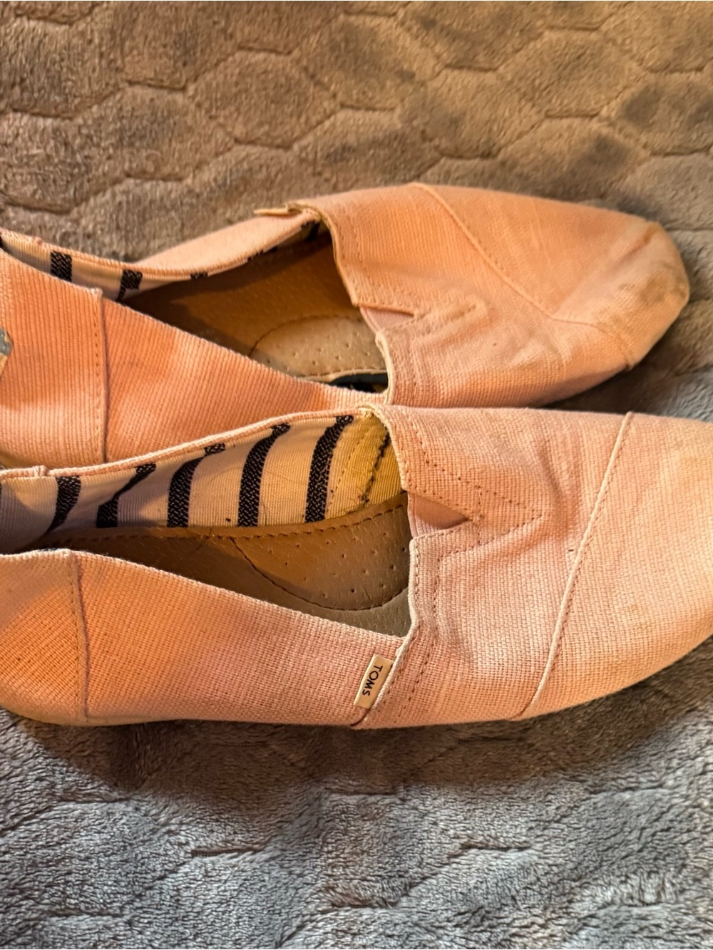 Toms Women's Slip-On Flats in Pale Pink Canvas